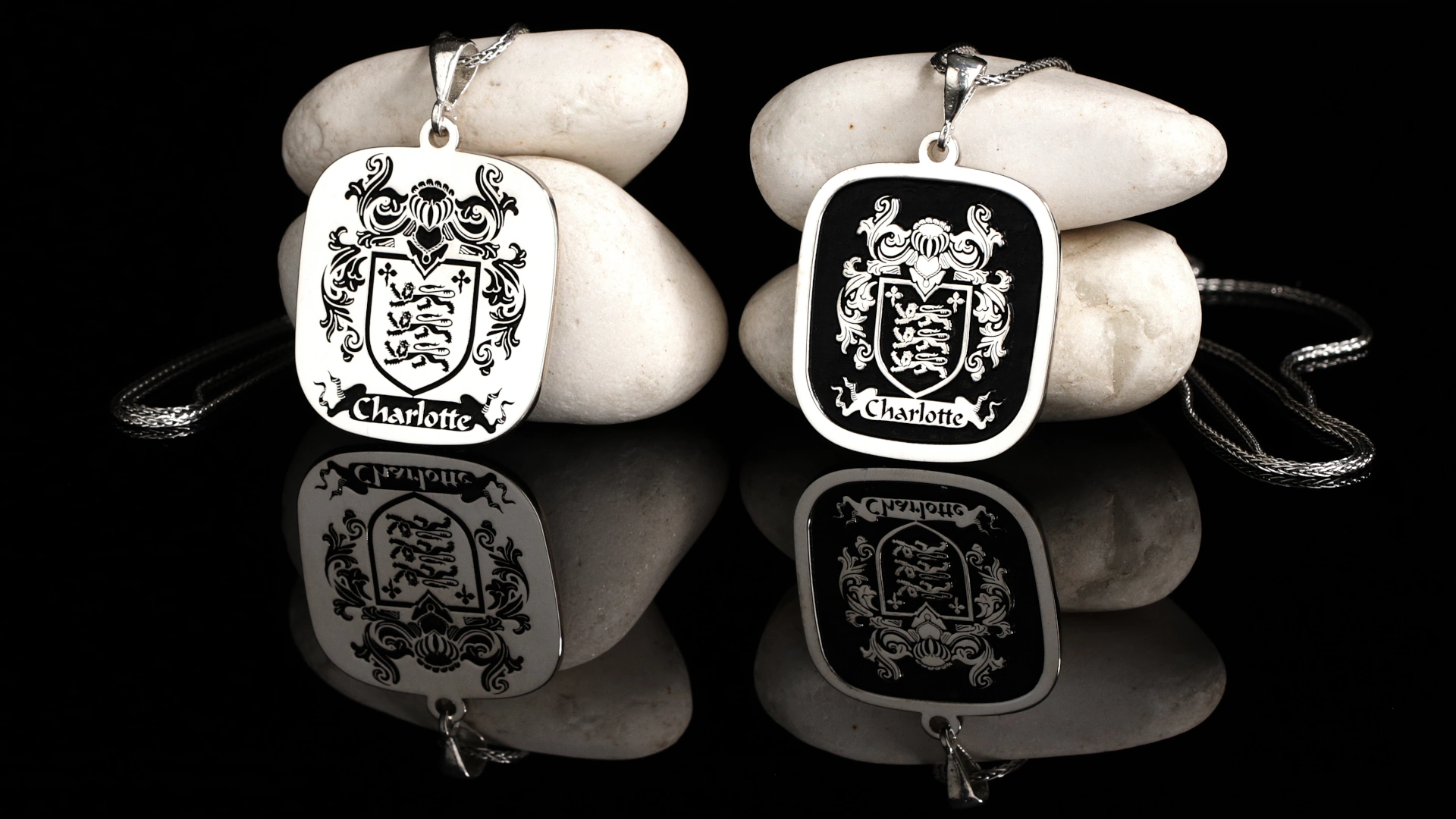 Custom Gold or Silver Pendant  - Square Family Crest Necklace - Personalize